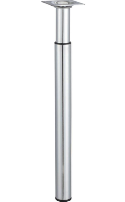 Adjustable table and furniture leg, 300 to 500 mm, grey chromed metal