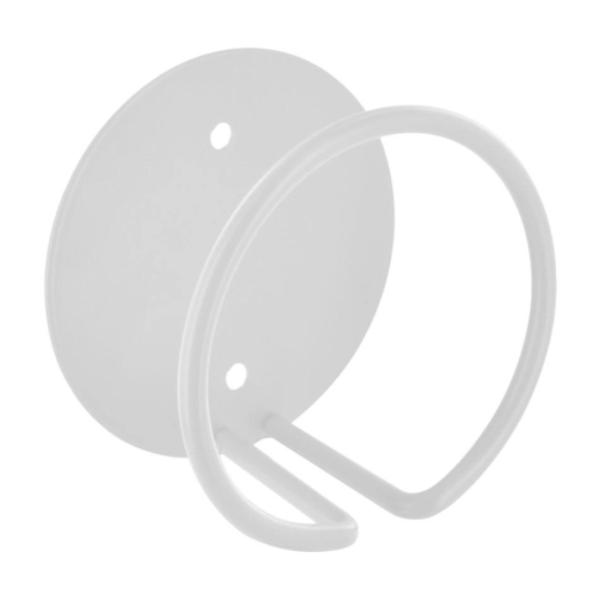 Coat hook in hoop, flat round plate diameter 100 mm, D. 58 mm, in white steel