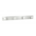 Coat hook with 4 heads in white beech, W. 475 x H. 42 x D. 60 mm
