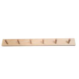 Coat hook with 6 inclined heads in natural beech, 600 x 60 x 16 mm - CIME - Référence fabricant : 59932