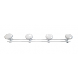 Coat hook with 4 heads in white steel diameter 65 mm, L. 592 mm - CIME - Référence fabricant : 57510