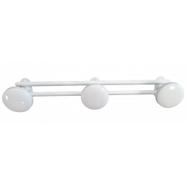 Coat hook, 3 heads in white steel diameter 65 mm, L. 410 mm - CIME - Référence fabricant : 57509