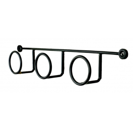 Coat hook, 3 heads in black steel, W. 385 x H. 72 x D.63 mm - CIME - Référence fabricant : L.59913