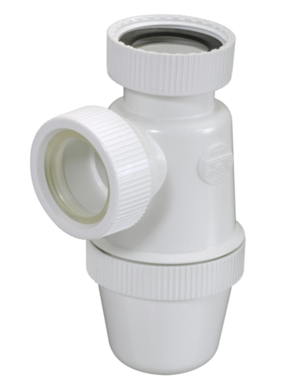 PVC-C screw-in basin trap, nut 33 x 42 for very hot water