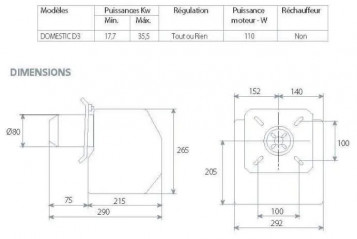 Domestic D3 burner 17.7 to 35.5 Kw with nozzle