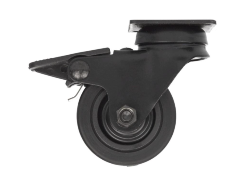 Rolle mit Bremse NOVO D. 50 mm schwarz mit schwenkbarer Platte, H. 72 mm