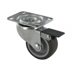 Castor with brake MINIROL D. 42 mm with swivel plate, height 54 mm - CIME - Référence fabricant : 54718