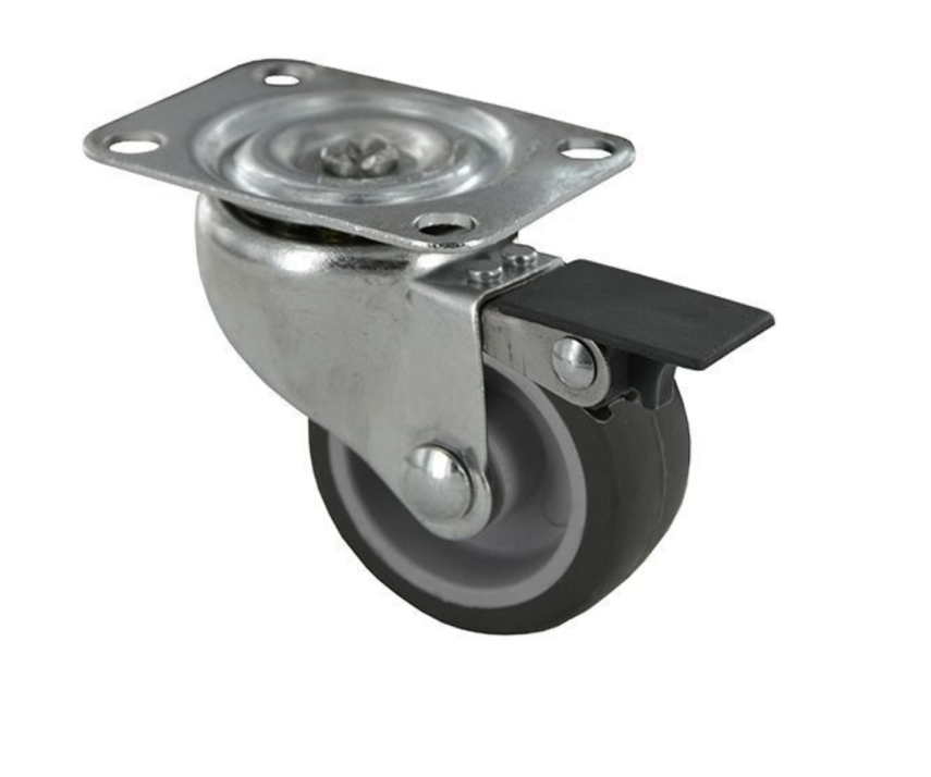 Castor with brake MINIROL D. 42 mm with swivel plate, height 54 mm
