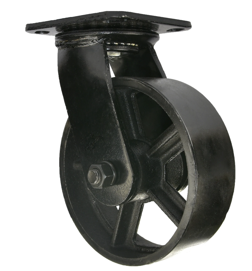 Laufrolle MINE'NOIR D.150 mit schwenkbarer Platte, Höhe 195 mm