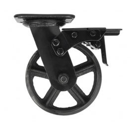 Carrello a rotelle con freno MINE'NOIR D.150 con base girevole, altezza 195 mm - CIME - Référence fabricant : 54674