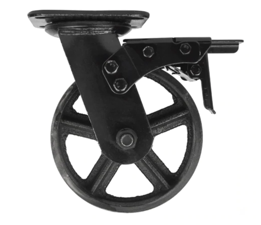 Carrello a rotelle con freno MINE'NOIR D.150 con base girevole, altezza 195 mm
