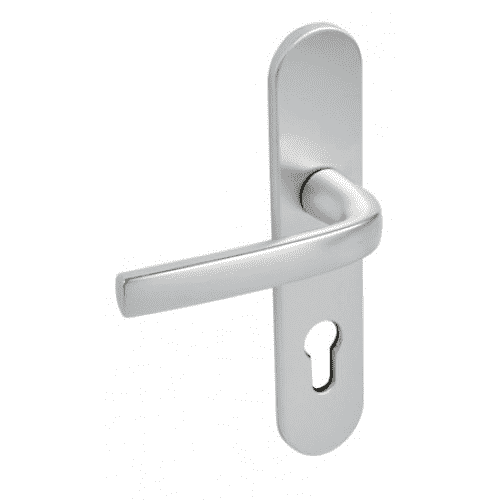 Manilla Budget con placa plateada, distancia entre ejes 165 mm, llave L 