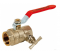 Double female brass ball valve with bleed PN25 + red flat steel handle, 40/49 - Sferaco - Référence fabricant : SFEVA585008