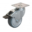 Castor with brake UNIROLL D.50 mm, swivel plate 50x50 mm, height 72 mm