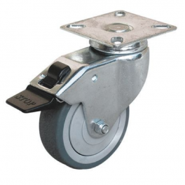 Castor with brake UNIROLL D.75 mm, swivel plate 65x65 mm, height 102 mm - CIME - Référence fabricant : 52884