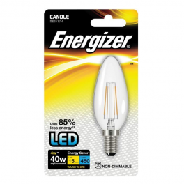 E14 Flame LED Bulb, 470 Lumens, 4W/40W, 2700K - Energizer - Référence fabricant : ES9030