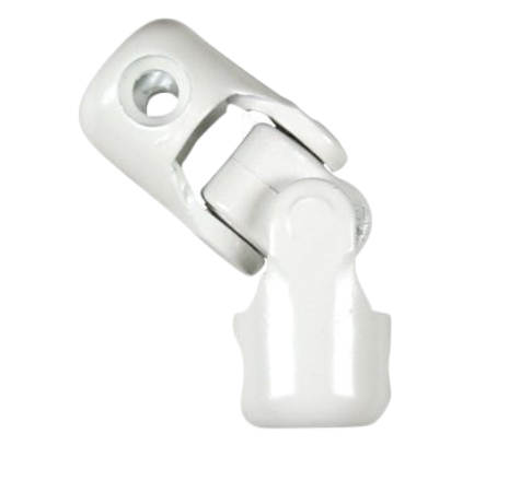 Knee-joint, roller shutter gimbal, 6-sided 10 mm, rod 6-sided 10 mm, white steel