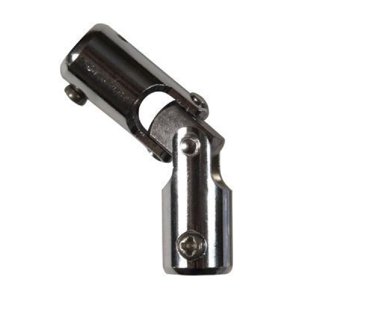 Kneecap, roller shutter joint, for 7 mm hexagonal rod and 12 mm rod, chromed steel