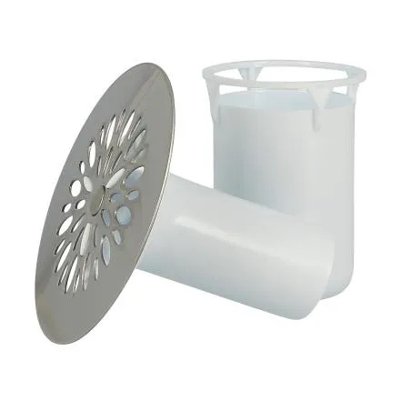 Taza de válvula de rejilla de inox 84 mm para plato de ducha con agujero de 60 mm