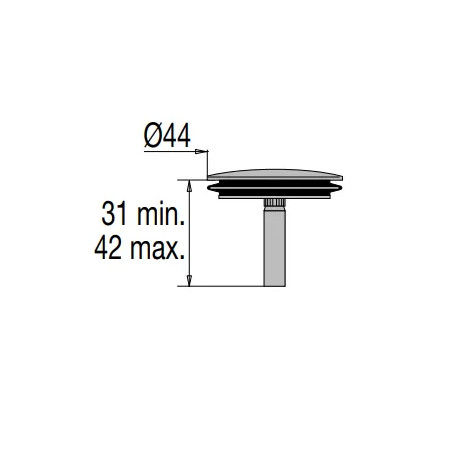 Clapet inox diamètre 45 pour vidage baignoire à câble