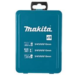 Set of 18 cylindrical drills for wood, steel, and concrete - Makita - Référence fabricant : D-46202