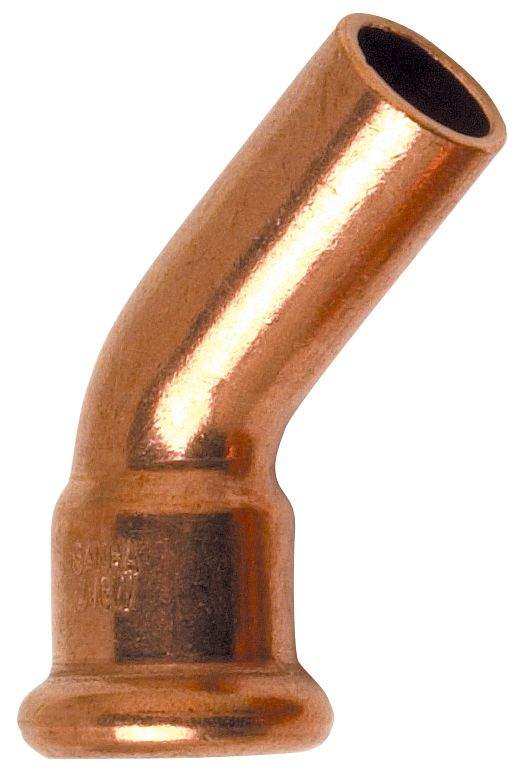 Crimpbogen Kupfer männlich weiblich 45°, Durchmesser 12mm.