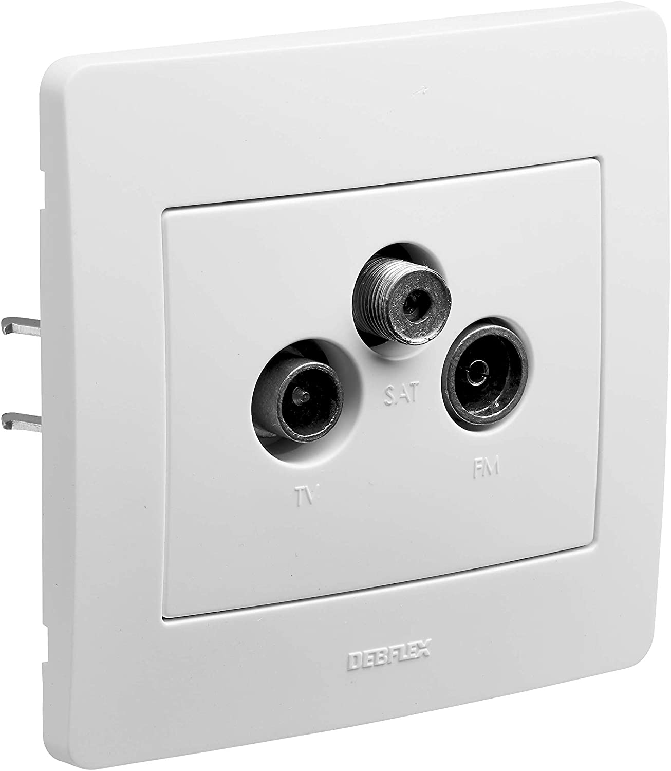White TV, FM and satellite wall outlet