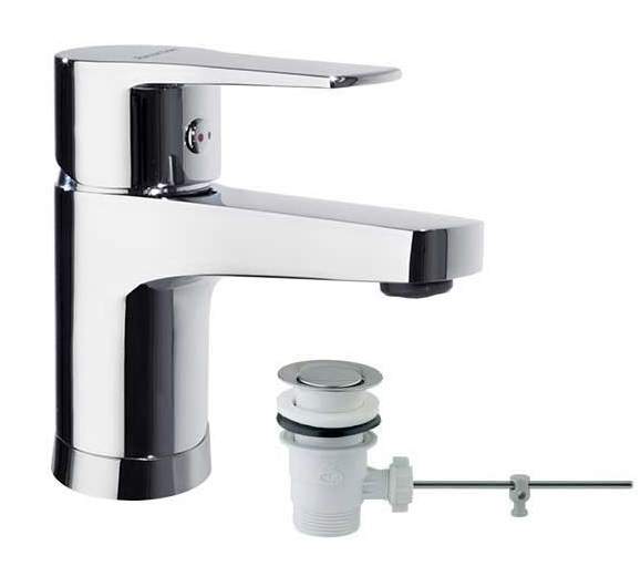 Single lever basin mixer with ABS Titanium waste