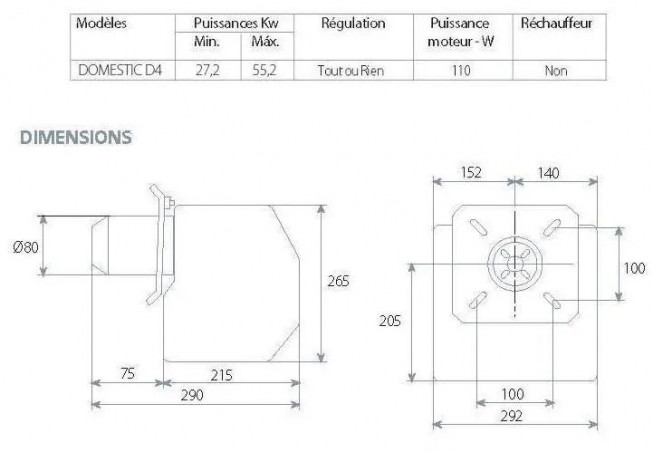 Domestic D4 burner 27.2 to 55.2 Kw with nozzle