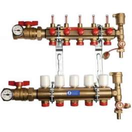 KITR553FK manifold preassembled with flow meter, 6 outlets. - Giacomini - Référence fabricant : R553FK026