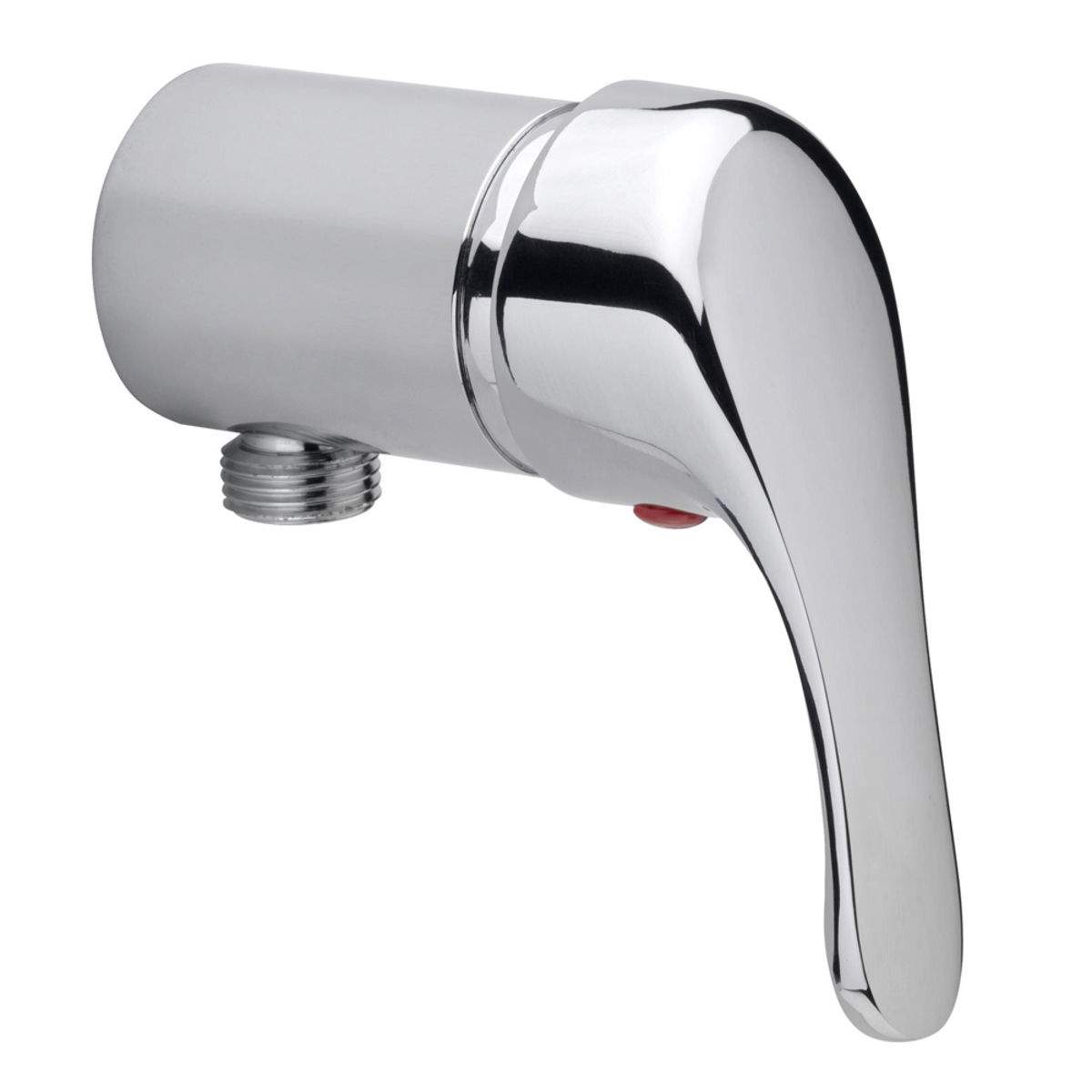 Semi-recessed chrome faucet for shower stall