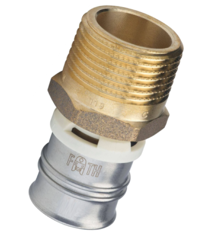 Fixed male multilayer brass fitting 26x34, diameter 32