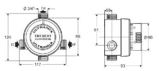Miscelatore termostatico collettivo Eurotherm - 20x27 - da 1 a 7 docce