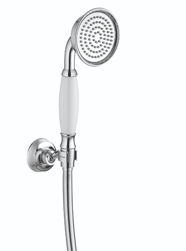 1 jet retro shower set with flexible hose and articulated wall bracket