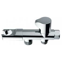3-way hygienic stopcock, with hand shower holder, chromed brass - Valentin - Référence fabricant : 90560000000