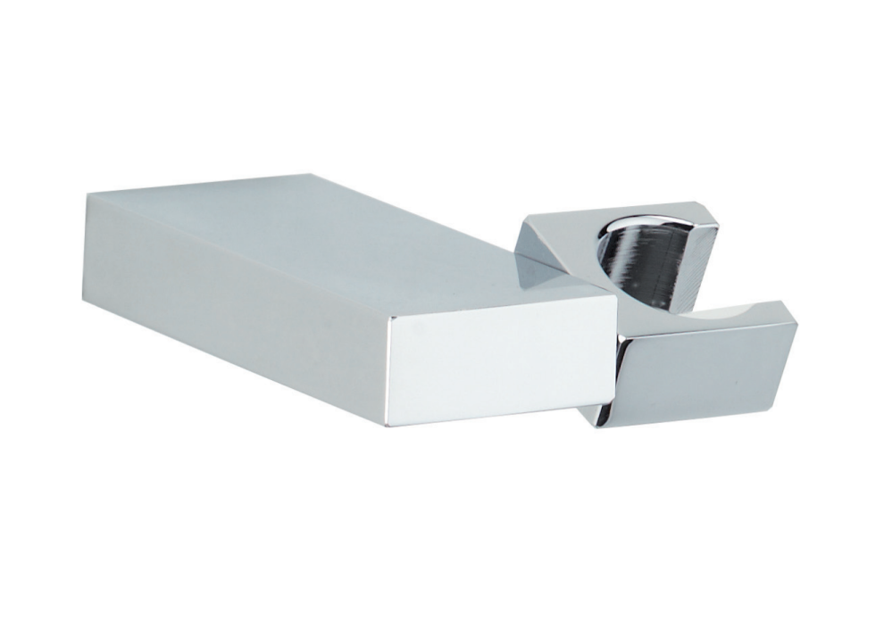 Rectangular articulated wall-mounted shower holder, concealed fixing, chrome-plated brass