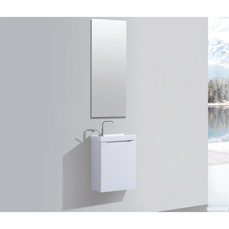 White lacquered ANGO washbasin cabinet, L400 mm, left opening