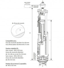 Volledig stortbak spoelmechanisme WC OPTIMA S dubbel volume met vlotter 95L