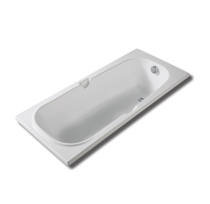 Ultra-compact built-in bathtub with integrated handles and 5 adjustable feet, 140 x 70 cm