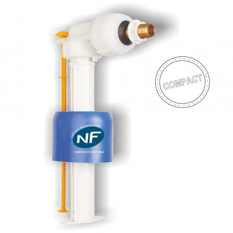Silent float valve for wall-hung toilet, horizontal supply 12x17