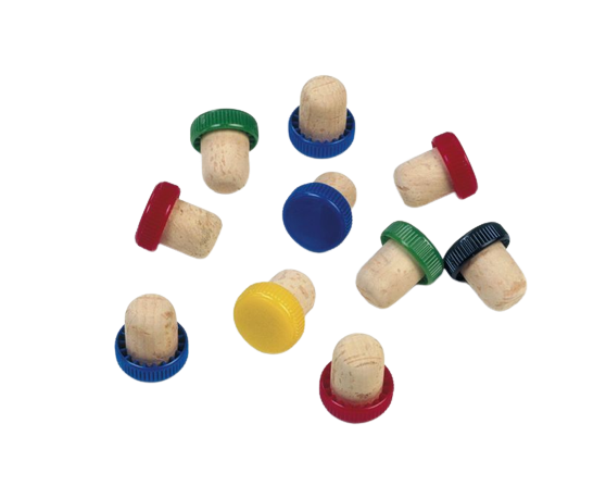 Cork wine stoppers, plastic head 10 pieces