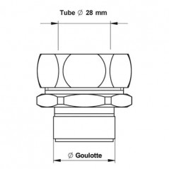 Verbindingsstuk voor Presto 1000, XL, EYREM diameter 28, G55