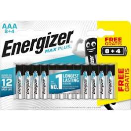 Batterie AAA LR03 1,5 V Alcaline max plus, confezione da 8+4 batterie. - ENERGIZER - Référence fabricant : EMPLR38+4