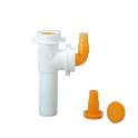 White vertical fitting with 2 outlets diameter 40mm for washing machine or dishwasher.