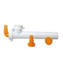 White horizontal fitting with 2 outlets, diameter 40mm, for washing machine or dishwasher outlets.