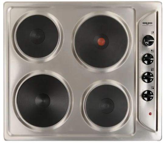 Electric hot plate, 4 burners, stainless steel, 580x510 mm