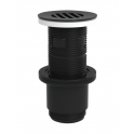 Universal washbasin drain with black grid, with or without overflow, 100 mm cuttable