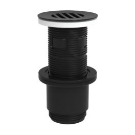 Universal washbasin drain with black grid, with or without overflow, 100 mm cuttable - Valentin - Référence fabricant : 12160000500