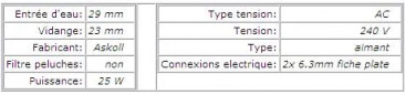 Askoll M109 25W afvoerpomp voor Electrolux
