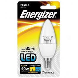 LED flame bulb, E14 470 Lumens 6.2W/40W, 2700K dimmable. - ENERGIZER - Référence fabricant : ES8856